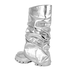 Amazon.com | MissHeel Silver Booties for Women - Combat